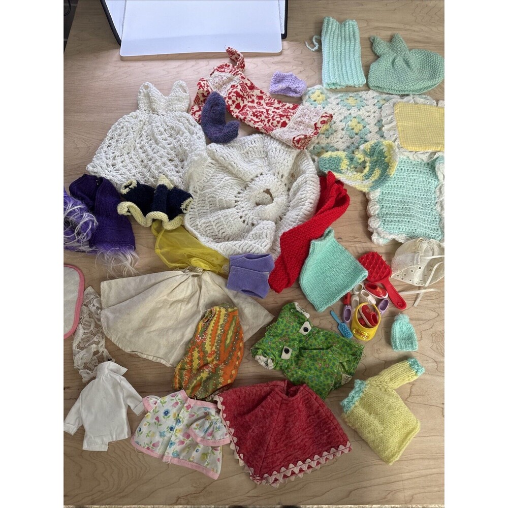 Doll Clothes Accessories Lot Vintage  Dress  Skirt Shoes Lot Of Clothes